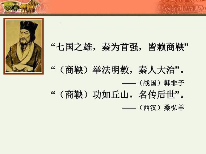 商鞅变法是战国时期秦国的一次重要政治改革,它主要包括废除世卿世禄制、实行郡县制、奖励耕织和军功等措施,商鞅变法使秦国的政治制度更加先进,经济实力得到了提升,军事力量也得到了加强,这些改革为秦国的崛起奠定了基础,使秦国逐渐成为战国七雄中的强国。