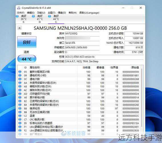 特点:CrystalDiskInfo是一款小巧且功能强大的硬盘监控工具,能够实时显示硬盘的状态信息,包括S.M.A.R.T.数据、温度、读写速度等关键指标,它的界面直观,易于上手,特别适合对硬盘健康状况有较高关注度的用户。
