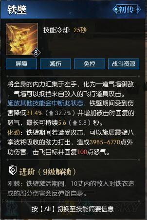 龙翔拳:强力输出技能,满级提升连招威力。