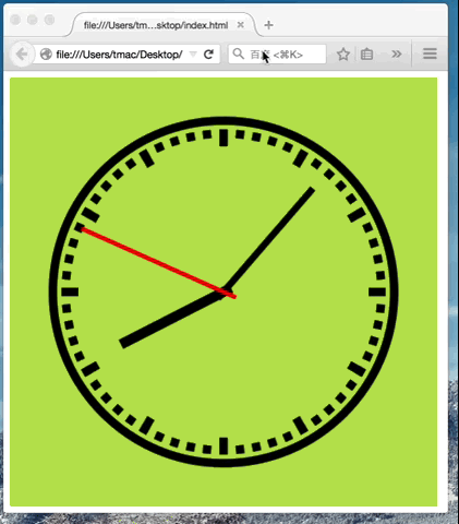 JavaScript负责动态更新时钟显示的时间，通过定时器（setInterval）获取当前时间并调整指针的位置。