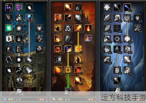 核心天赋:“洞察”、“魔力强化”等天赋提供了强大的法术伤害加成和冷却缩减,适合法师和辅助角色。