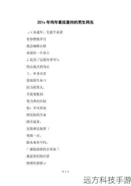 男生网名精选